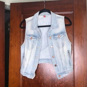 Denim Cropped Vest